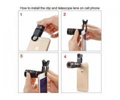 Handy 12x Optical Zoom Lens Telescope Telephoto Clip On For Mobile Cell Phone Camera