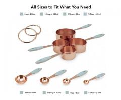 8 Piece Copper Measuring Cups and Measuring Spoon Set Stainless Steel (Mint)