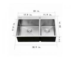 New! Stainless Steel Double Bowl 16 Gauge Kitchen Sink Top mount(33" x 22" x 9")