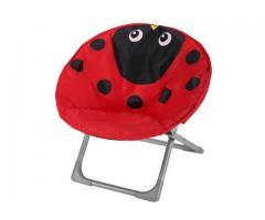 Chair with Metal Frame, Kids Soft Wide Oversized Lounging Moon Round Saucer Chair, Lady Bug