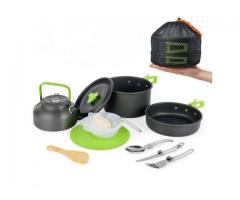 Camping Cooking Set Portable Mess Kit 12 Piece Backpacking Gear with Non-Stick Pot Kettle Camping P