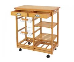 NEW Rolling Wood Kitchen Island Trolley Cart Dining Storage Drawers Stand Durable