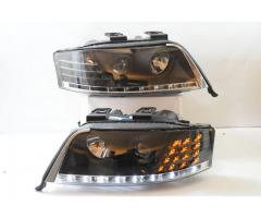 98-01 Audi A6 / A6 quattro Black Amber Signal Projector Headlights With LED DRL luces Farros