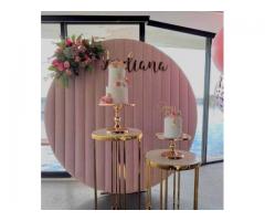 2M Pink velvet backdrop for hire +florals-White-Luxury