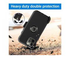 For iPhone 12/12 Pro 6.1" Shockproof Defender Case Cover+ Belt Clip Black Color