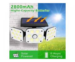 Solar Motion Lights Outdoor 3 Head Adjustable Security Light with Sensor IP65 WP 360 Rotatable T369