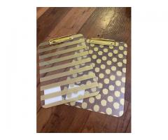 Office supplies gold clipboards