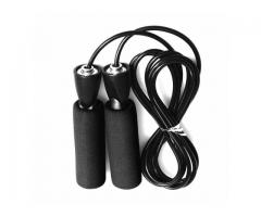 Gym Aerobic Exercise Boxing Skipping Jump Rope Adjustable Bearing Speed Fitness (Black)