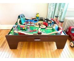 Train Table with TONS of extra rails and vehicles