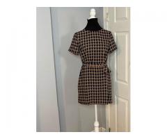 NEW Forever 21 Plaid Sheath Mini Dress with Tie