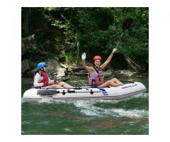 2-3 Persons Inflatable Fishing Boat w/ Oars and Air Pump Water Sports