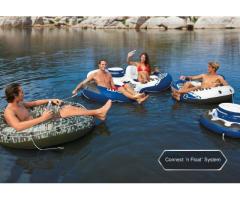 River Run Inflatable 2 Person Pool Tube Float with Cooler and Repair Ki