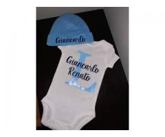 Personalized Baby Boy Onesie & Hat Set
