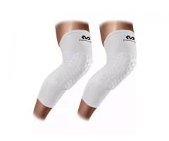 Knee Compression Sleeves: White McDavid Cushioned Hex Knee Sleeves Size M