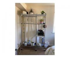 Sturdy metal clothes organizer, clothes Rack with shelves and hanging rods