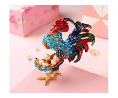 Unique Miniature Rooster Trinket Boxes | Hand-Painted Animals Jewelry Box