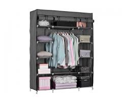Portable Closet Storage Organizer Wardrobe Clothes Rack with Shelves,Blue