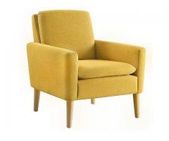 Side Chair Living Room, Modern Accent Fabric Chair Single Sofa, Mustard Yello