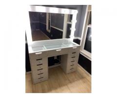 New 13 Drawer Makeup Vanity Dresser with Hollywood Mirror