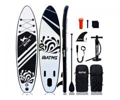 New Paddle Board with Adjustable Paddle  Black and White   10.5" Long