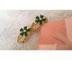 Emerald 18k gold filled over starling silver earrings. Gorgeous and elegant design.