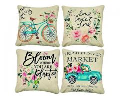Spring Pillow Covers 18x18 Inch, Fresh Flowers Farmers Market Farmhouse Style Throw Home Decor