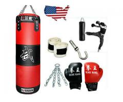 Full Heavy Boxing Punching Bag (Empty) Training Gloves Set Kicking Workout GYM