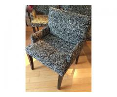 Black and white dining table chairs fabric and wood (4)