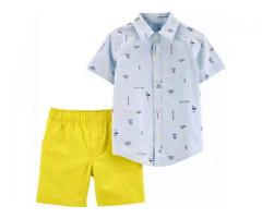 Carter’s 2-Piece Striped Button Front & Canvas Shorts Set for Toddlers • 2T