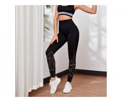 Black hollow out sports leggings