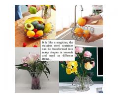 Fruit Basket Stainless Steel Container Storage Magic Deformable Fruit Tray Collap