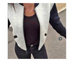 Women Casual Short Jacket (Grey Medium)