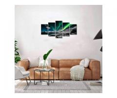 5 Piece Wall Art Bedroom Living Room Decor Aurora Scenery Painting on Canvas Landscape Sky Night