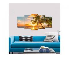 Wieco Art Cozy Sea Canvas Prints Wall Art Ocean Beach Pictures Paintings for Living Room Bathro