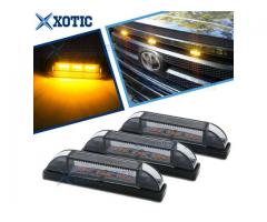 3pcs Smoked Amber LED Grille Marker Light For Toyota Tundra 2014-up Hood Scoop