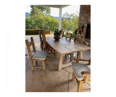 Heavy Duty Outdoor Dining Table and Chairs with custom cushions (Ojai